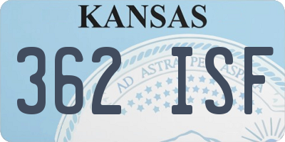 KS license plate 362ISF