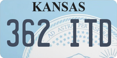 KS license plate 362ITD