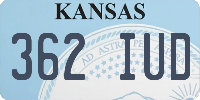 KS license plate 362IUD