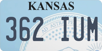 KS license plate 362IUM