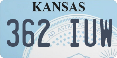 KS license plate 362IUW