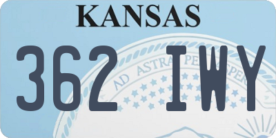 KS license plate 362IWY