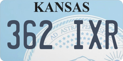 KS license plate 362IXR
