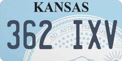 KS license plate 362IXV