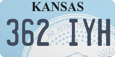 KS license plate 362IYH