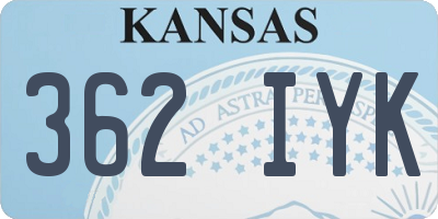 KS license plate 362IYK