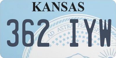 KS license plate 362IYW
