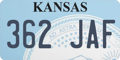 KS license plate 362JAF