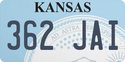 KS license plate 362JAI