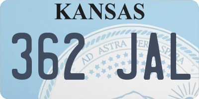 KS license plate 362JAL