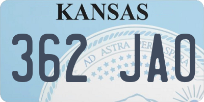 KS license plate 362JAO