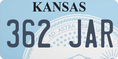 KS license plate 362JAR