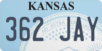 KS license plate 362JAY