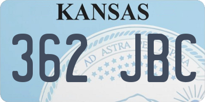KS license plate 362JBC