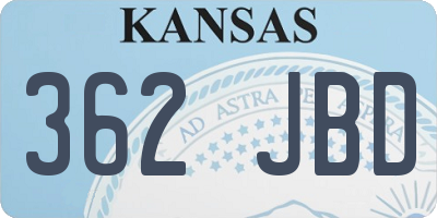 KS license plate 362JBD