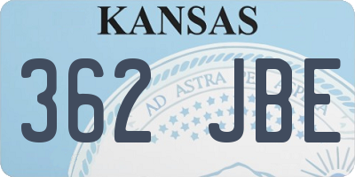 KS license plate 362JBE