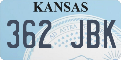 KS license plate 362JBK