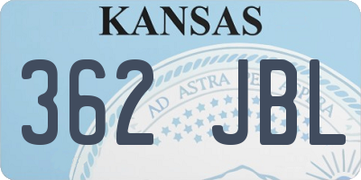 KS license plate 362JBL