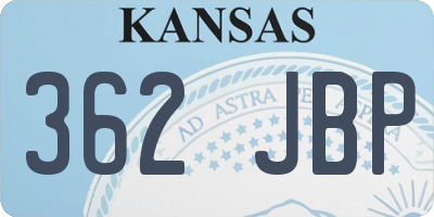 KS license plate 362JBP