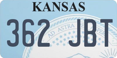 KS license plate 362JBT