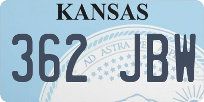 KS license plate 362JBW
