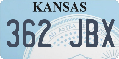 KS license plate 362JBX