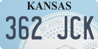KS license plate 362JCK
