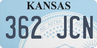 KS license plate 362JCN