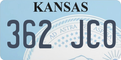 KS license plate 362JCO