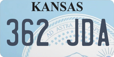 KS license plate 362JDA