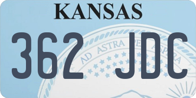 KS license plate 362JDC