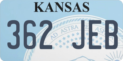 KS license plate 362JEB