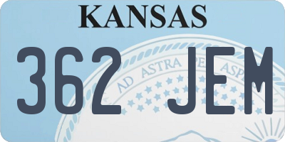 KS license plate 362JEM