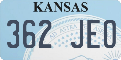 KS license plate 362JEO