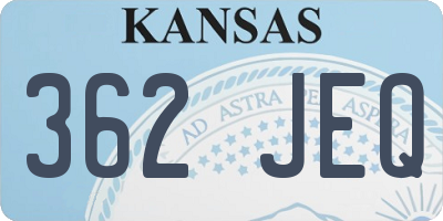 KS license plate 362JEQ