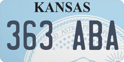 KS license plate 363ABA