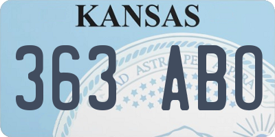 KS license plate 363ABO