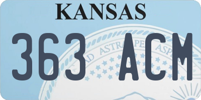 KS license plate 363ACM