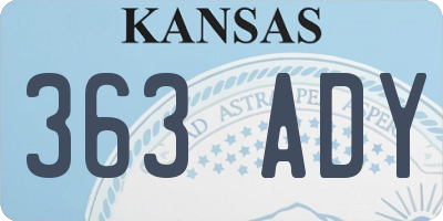 KS license plate 363ADY