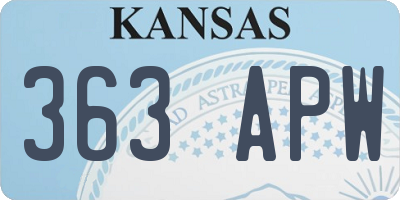 KS license plate 363APW