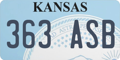 KS license plate 363ASB