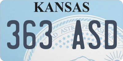 KS license plate 363ASD