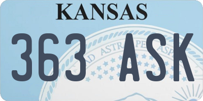 KS license plate 363ASK