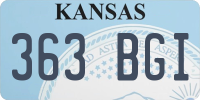 KS license plate 363BGI