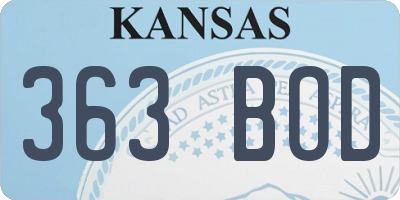 KS license plate 363BOD