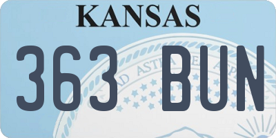 KS license plate 363BUN