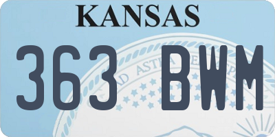 KS license plate 363BWM