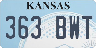 KS license plate 363BWT