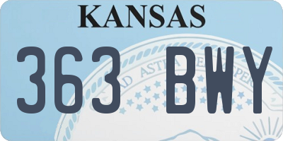 KS license plate 363BWY