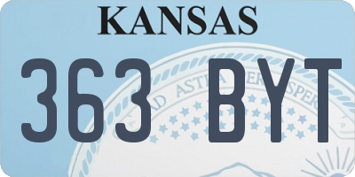 KS license plate 363BYT
